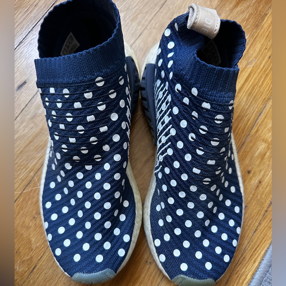 ADIDAS NMD blue with polka dots
